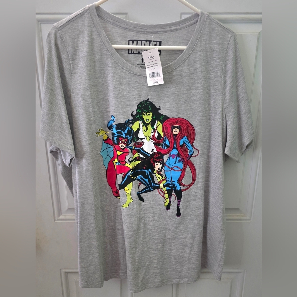 NWT Marvel Gray 1X T-Shirt with Iconic Design